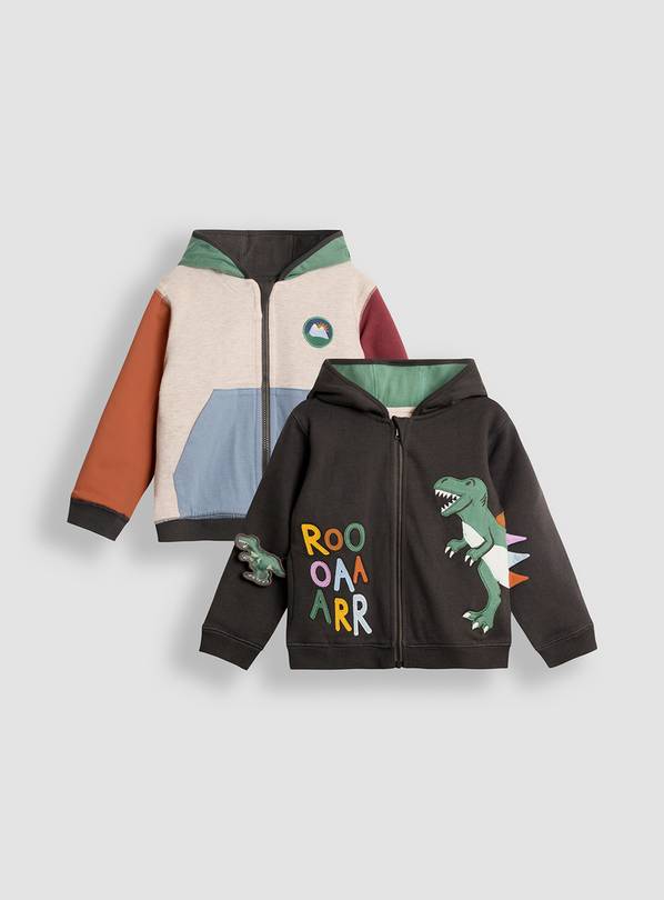 JOJO MAMAN BÉBÉ T-Rex Applique Reversible Hoodie 6-12 months